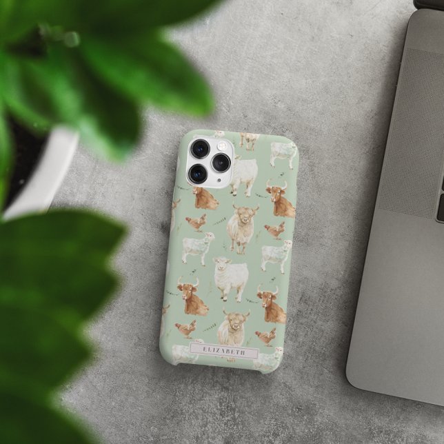 Funda iPhone 16 Pro Max Animal de granja | Monograma de vaca Highland (Subido por el creador)
