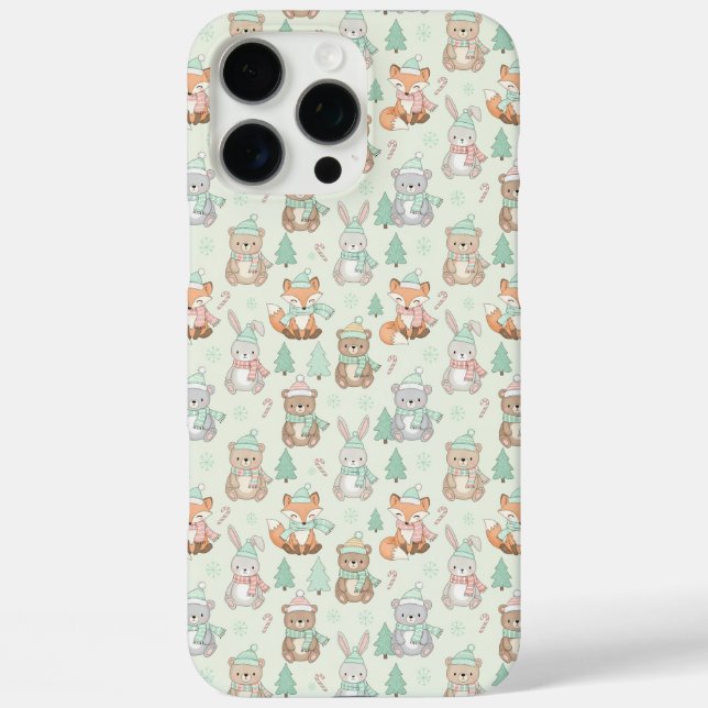 Funda iPhone 16 Pro Max Animales Navideños Adorables Patrón Continuo (Reverso )