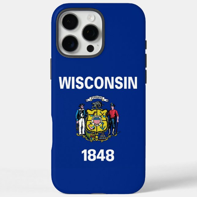 Funda iPhone 16 Pro Max Apple iPhone 16 Pro Max, bandera de Wisconsin (Reverso)
