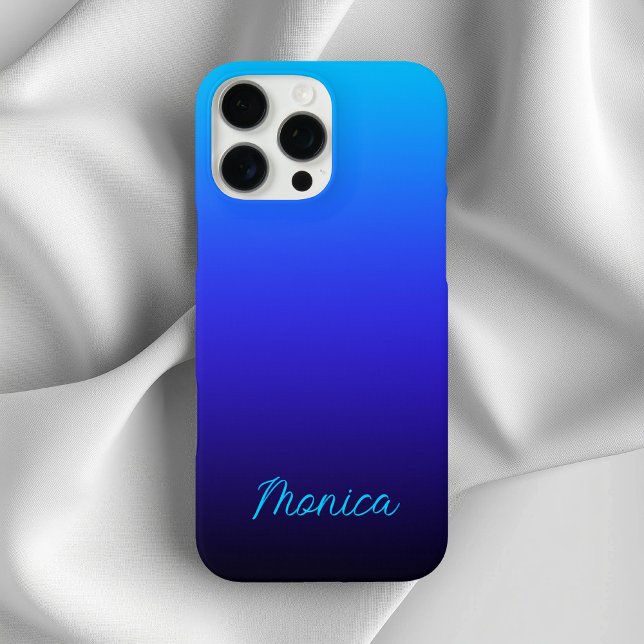 Funda iPhone 16 Pro Max Aqua Azul Índigo y Ómbre Negro (Aqua Blue Indigo and Black Ombre Case-Mate iPhone Case)
