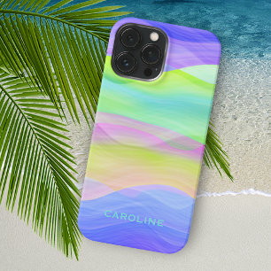 Funda iPhone 16 Pro Max Aqua Azul Personalizado Verde Lima Morado Olas Ray