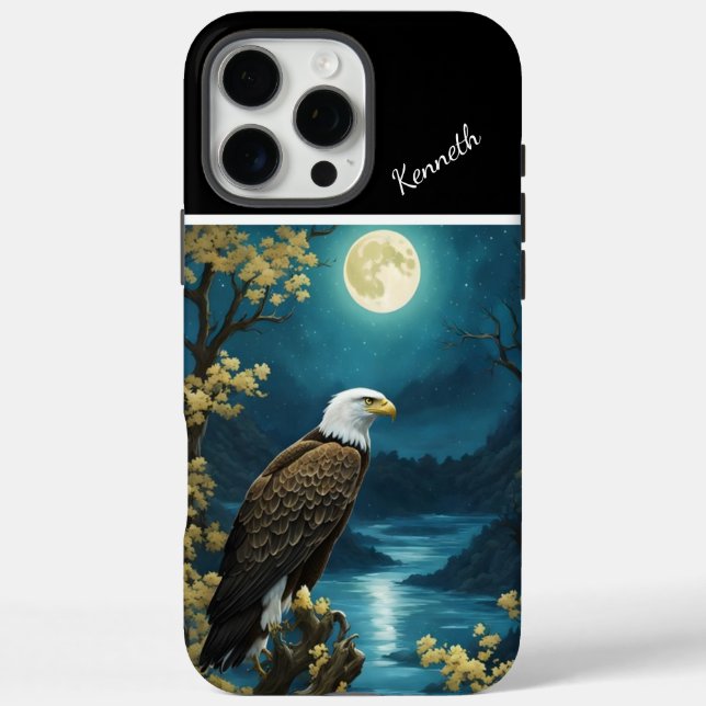 Funda iPhone 16 Pro Max Árbol de oro, luna azul (Reverso)