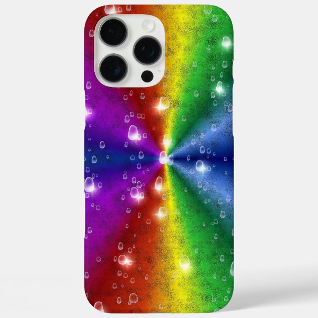 Funda iPhone 16 Pro Max Arcoiris en leatheroptik de piel de elefante, gota (Reverso )