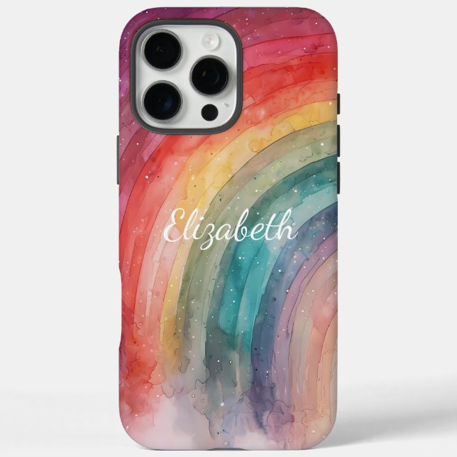Funda iPhone 16 Pro Max Arcoiris personalizado moderno de moda (Reverso)