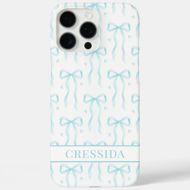 Funda iPhone 16 Pro Max Arcos de Coqueta Monograma en Aqua (Reverso )