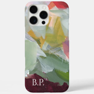 Funda iPhone 16 Pro Max Arte abstracto colorido con monograma y nombre per