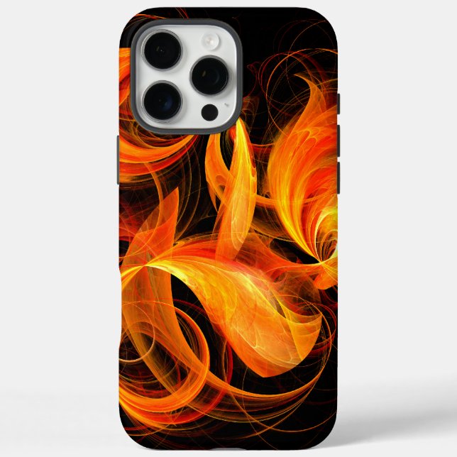 Funda iPhone 16 Pro Max Arte abstracto de bola de fuego (Reverso)