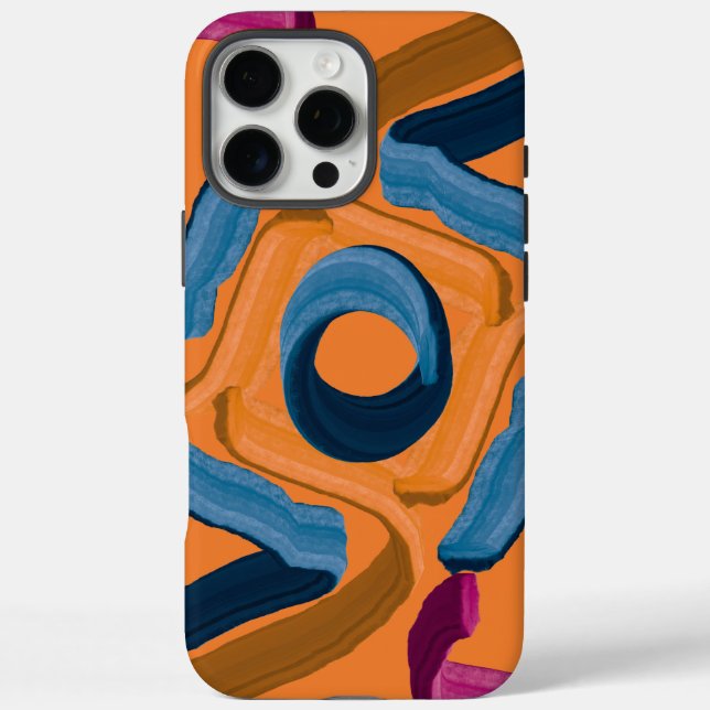 Funda iPhone 16 Pro Max Arte abstracto, nido de azul (Reverso)