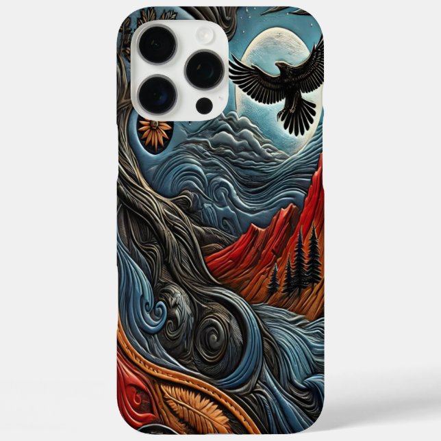 Funda iPhone 16 Pro Max Arte de Águila y Montañas (Reverso )