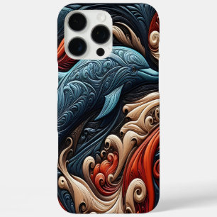 Funda iPhone 16 Pro Max Arte de delfines inspirado en el océano