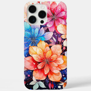 Funda iPhone 16 Pro Max Arte de flores retro de color