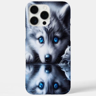 Funda iPhone 16 Pro Max Arte de la naturaleza del lobo bajo la luz de la l