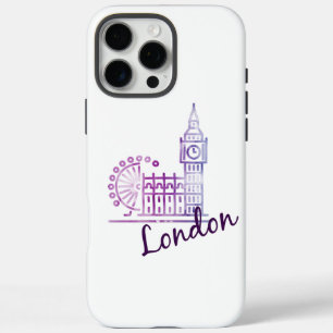 Funda iPhone 16 Pro Max Arte de viaje británico retro de Big Ben de Londre