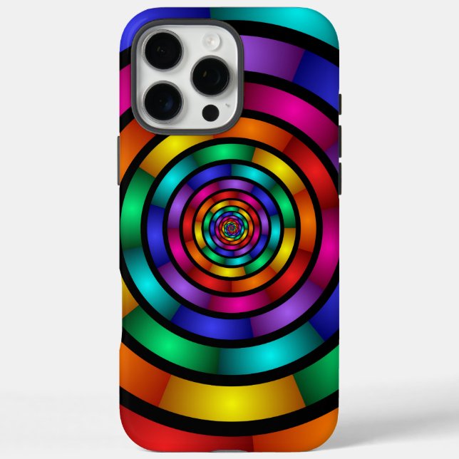 Funda iPhone 16 Pro Max Arte fractal moderno y psicodélico (Reverso)