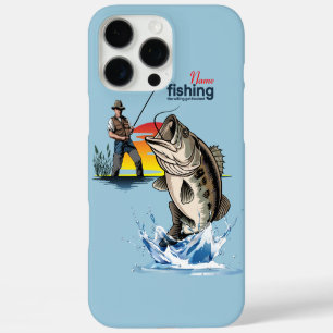 Funda iPhone 16 Pro Max Arte Gráfico de Pesca de Lubina Vintage [Hombre] 