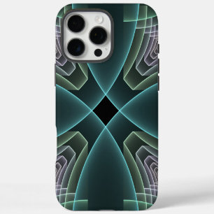 Funda iPhone 16 Pro Max Arte gráfico geométrico fractal teal moderno