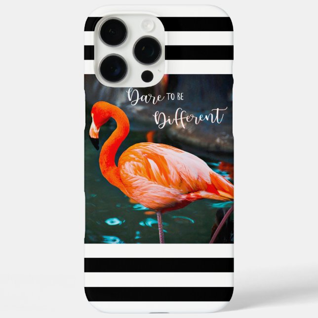 Funda iPhone 16 Pro Max Atrévase A Ser Diferente Flamingo Rayas Blancas Ne (Reverso )