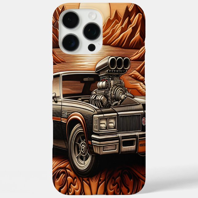 Funda iPhone 16 Pro Max Auto clásico en carreteras oníricas (Reverso )
