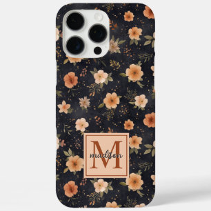 Funda iPhone 16 Pro Max Autumk Dark Moody Terracotta Floral Monograma Nomb