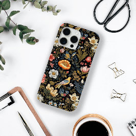 Funda iPhone 16 Pro Max Ave amarillo anaranjado y vintage de flores