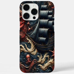 Funda iPhone 16 Pro Max Aventura Náutica Oscura con Barco Pirata y Olas