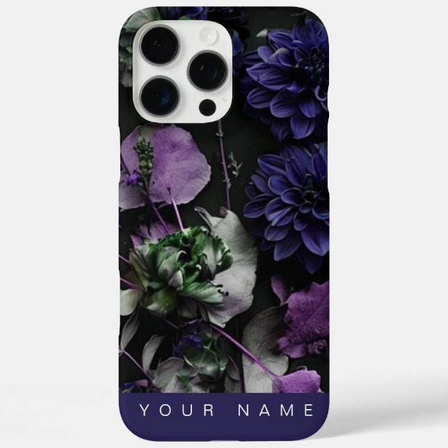 Funda iPhone 16 Pro Max Azul oscuro en flor (Reverso )