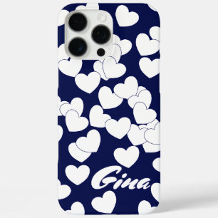 Funda iPhone 16 Pro Max Azul oscuro, plantilla de nombre personalizada, co