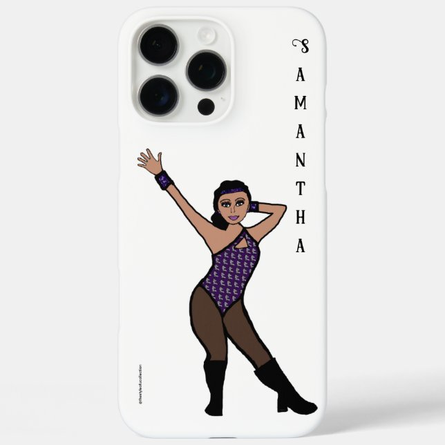 Funda iPhone 16 Pro Max Bailarina Personalizada Morado Estampado de Plata  (Reverso )
