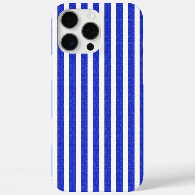 Funda iPhone 16 Pro Max Bandas geométricas azules de moda (Reverso )