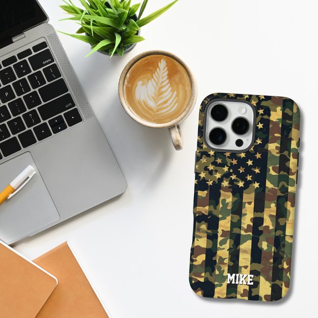 Funda iPhone 16 Pro Max Bandera americana del camuflaje, EE.UU., patriótic (Subido por el creador)