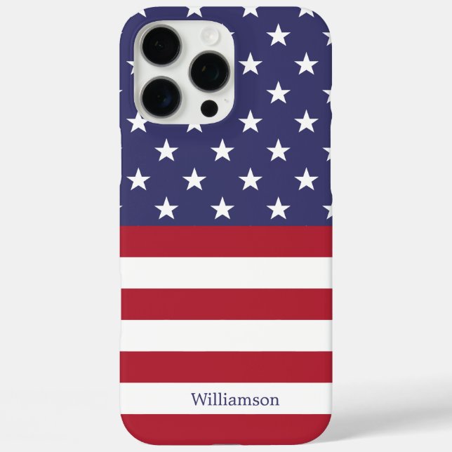 Funda iPhone 16 Pro Max Bandera Americana Estados Unidos Patriotismo Estre (Reverso )
