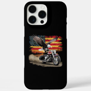 Funda iPhone 16 Pro Max Bandera Americana Motocicleta Tshirt Estados Unido