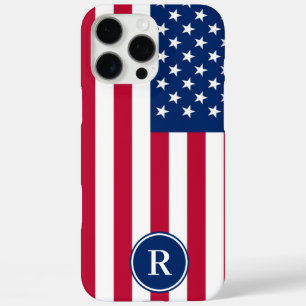Funda iPhone 16 Pro Max Bandera Americana Personalizada con Monograma