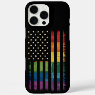 Funda iPhone 16 Pro Max Bandera arcoíris deshilachada LGBTQ Orgullo USA Am