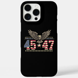Funda iPhone 16 Pro Max Bandera de águila americana vintage Trump 45 47 US