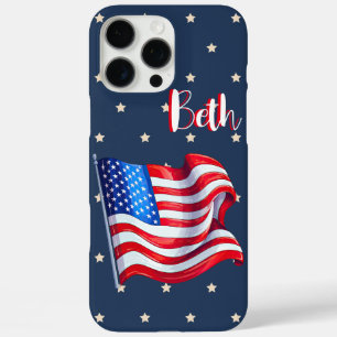 Funda iPhone 16 Pro Max Bandera de estrellas patrióticas personalizada