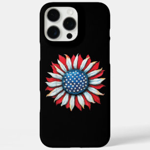 Funda iPhone 16 Pro Max Bandera estadounidense del girasol 4 de julio Muje