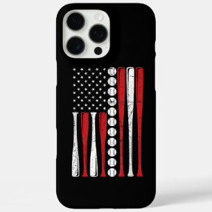 Funda iPhone 16 Pro Max Bandera Estadounidense Vintage Bandera de Béisbol 