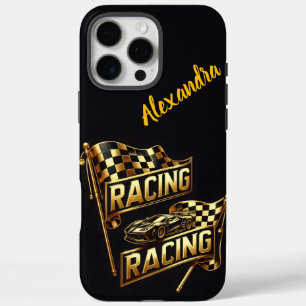 Funda iPhone 16 Pro Max Banderas de Carreras encarnan la emoción de la com
