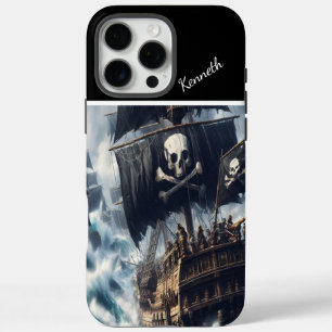 Funda iPhone 16 Pro Max Barco pirata desafiando la tormenta