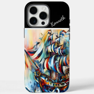 Funda iPhone 16 Pro Max Barco pirata en el mar de Stormy
