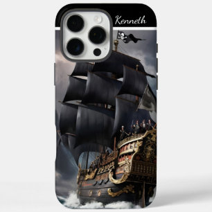 Funda iPhone 16 Pro Max Barco pirata en mares tormentosos