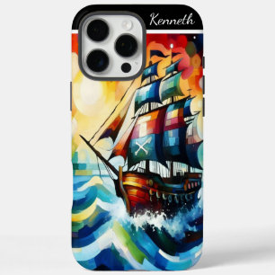 Funda iPhone 16 Pro Max Barco pirata en mares tormentosos