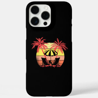 Funda iPhone 16 Pro Max Beach Chairs Parasol Summer Sunset 80s Palm Tree