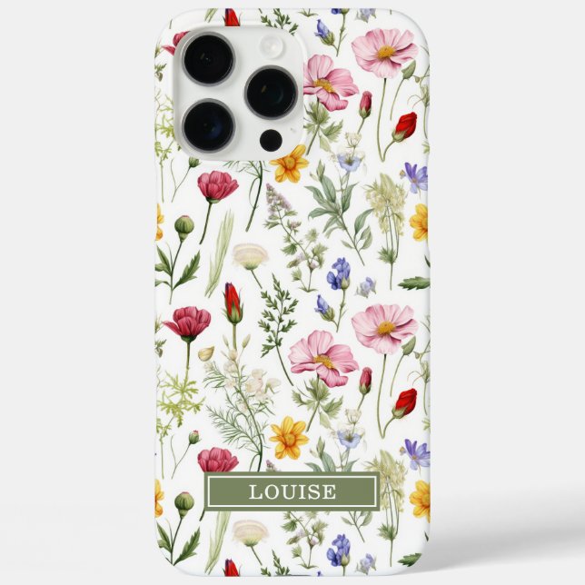 Funda iPhone 16 Pro Max Beautiful Botanical Wildflowers Name (Reverso )