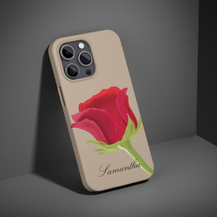 Funda iPhone 16 Pro Max Beige con estuche para iPhone rosa rojo