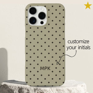 Funda iPhone 16 Pro Max Beige Gris Minimalista Monograma Personalizado Lun