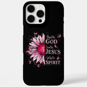 Funda iPhone 16 Pro Max Bendito Por Dios - Amado Por Jesús Girasol Rosa