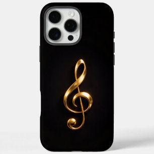 Funda iPhone 16 Pro Max Black 4 Luxe iPhone 16 Pro Max, Clave de Sol Dorad