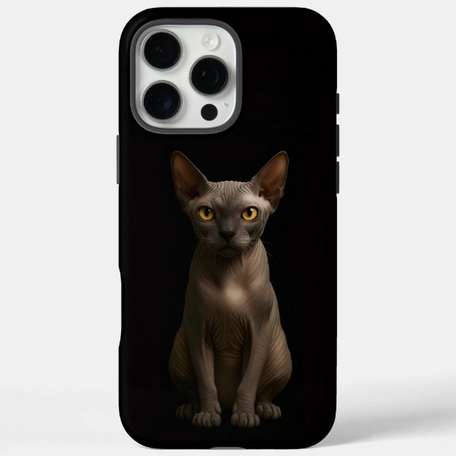 Funda iPhone 16 Pro Max Black 4 Luxe iPhone 16 Pro Max, Gato Sphynx (Reverso)